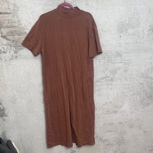 Women’s Zara Mock Neck Brown Midi Dress Size Large